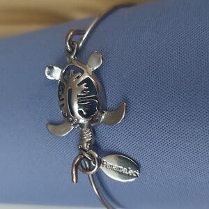 Panama Jack Silver Plated Brass Hawaiian Turtle Open Bangle Bracelet